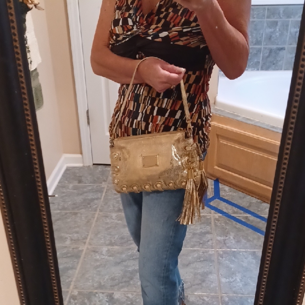 Michael Kors Gold Convertable Bag W/Tassels